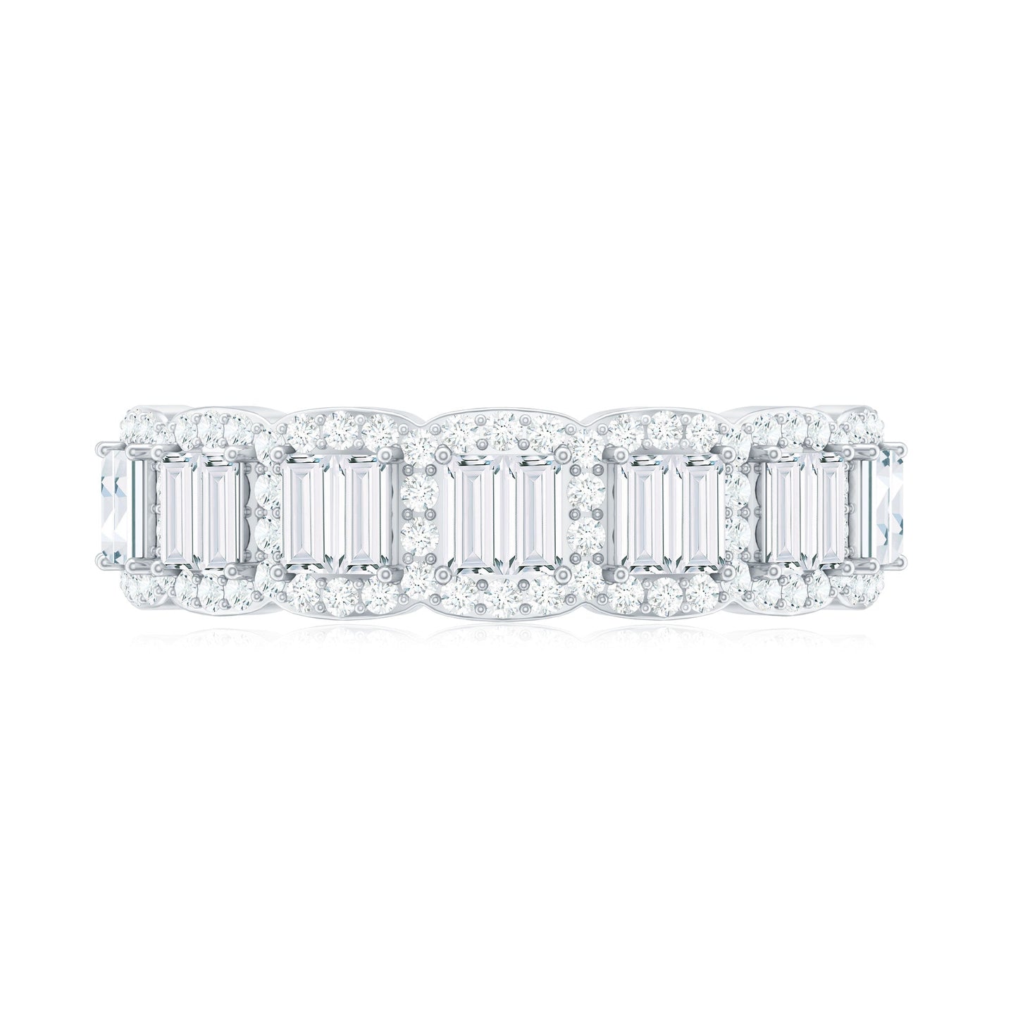 Designer Baguette Moissanite Half Eternity Band Ring