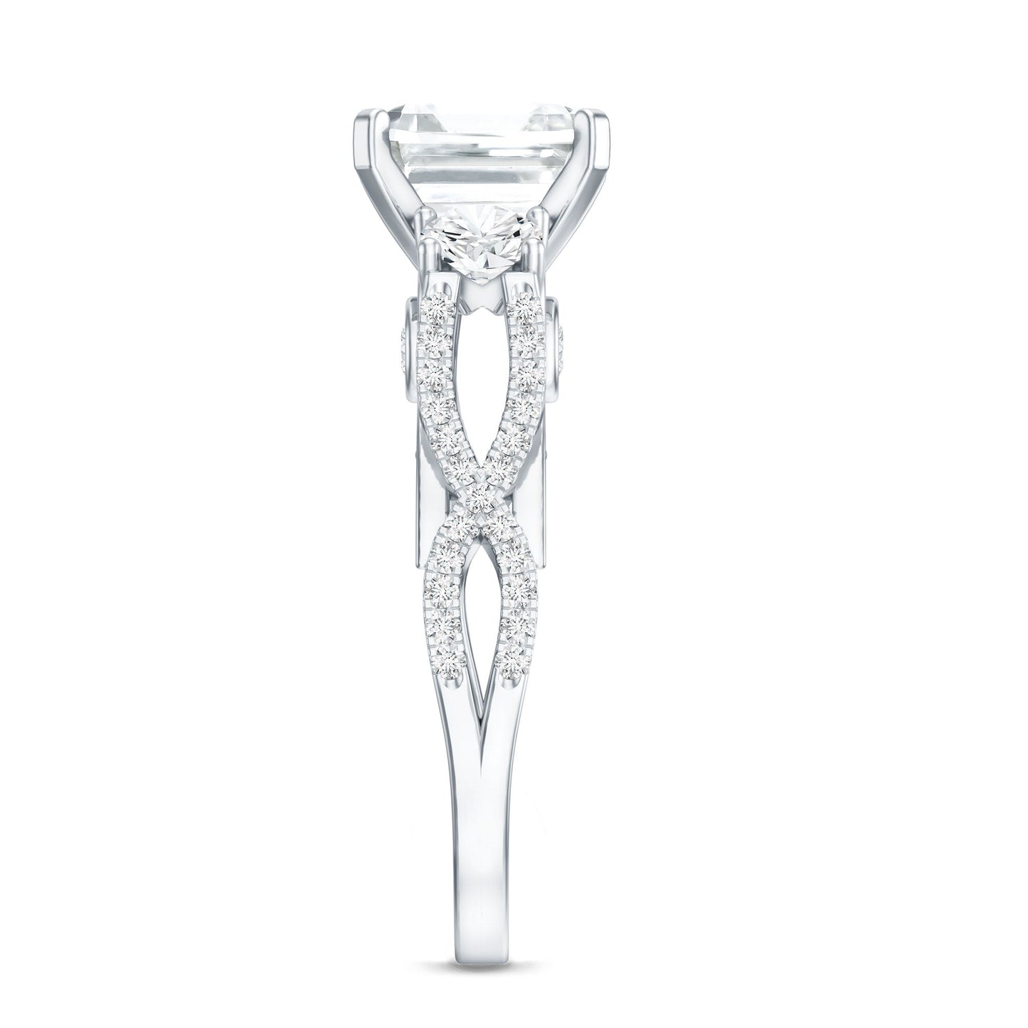 Asscher Cut Certified Moissanite Vintage Looking Engagement Ring