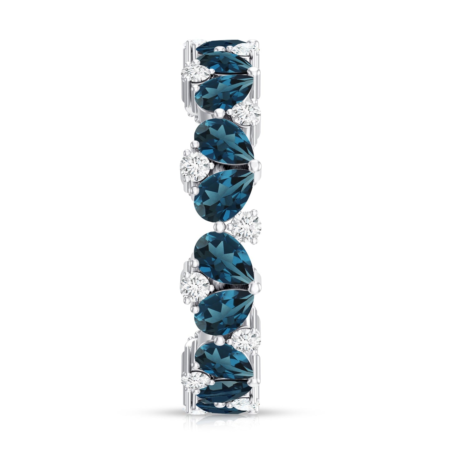 Pear Shaped London Blue Topaz and Diamond Full Eternity Band