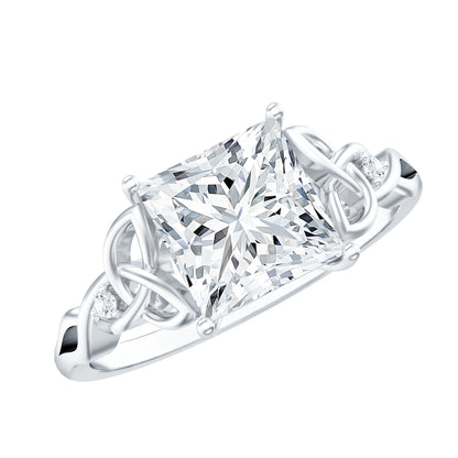 3 Carat Princess Cut Moissanite Solitaire Engagement Celtic Ring