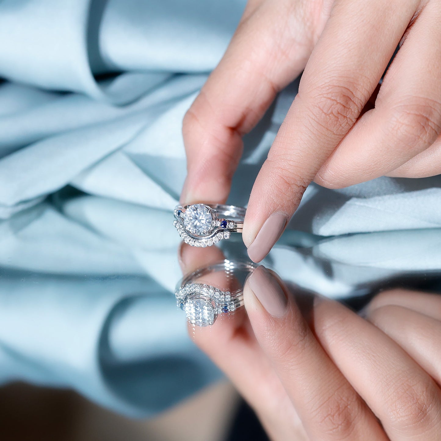 Certified Moissanite 2 Carat Engagement Ring With Wedding Band