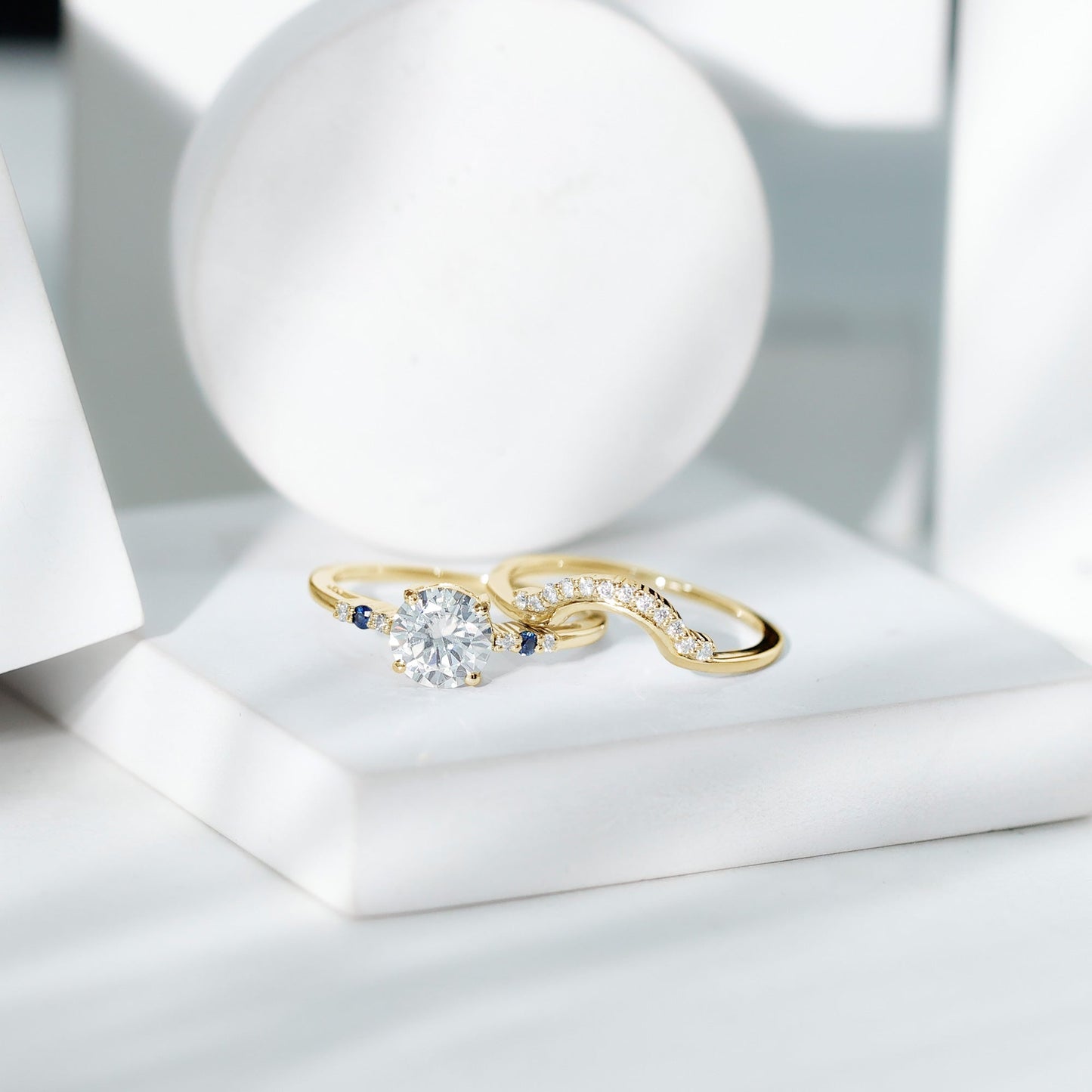 Certified Moissanite 2 Carat Engagement Ring With Wedding Band