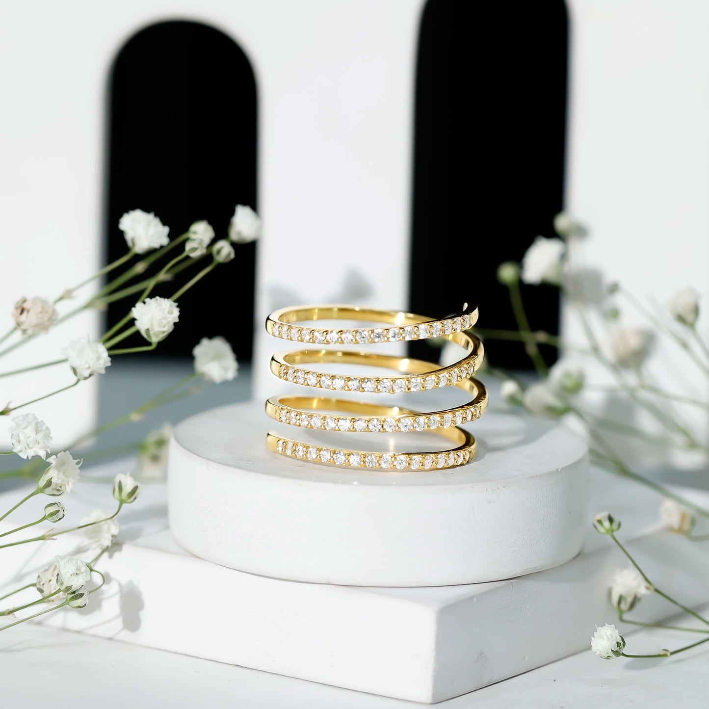 Certified Moissanite Spiral Wrap Ring