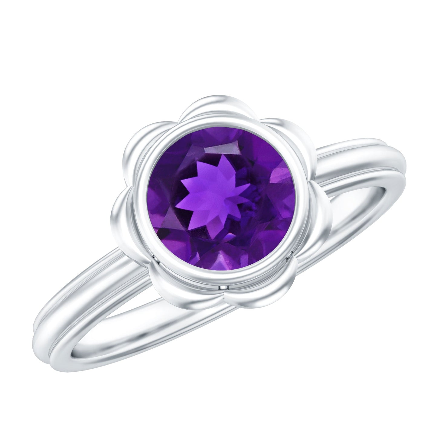 1.2 Carat Amethyst Engagement Ring in Bezel Setting