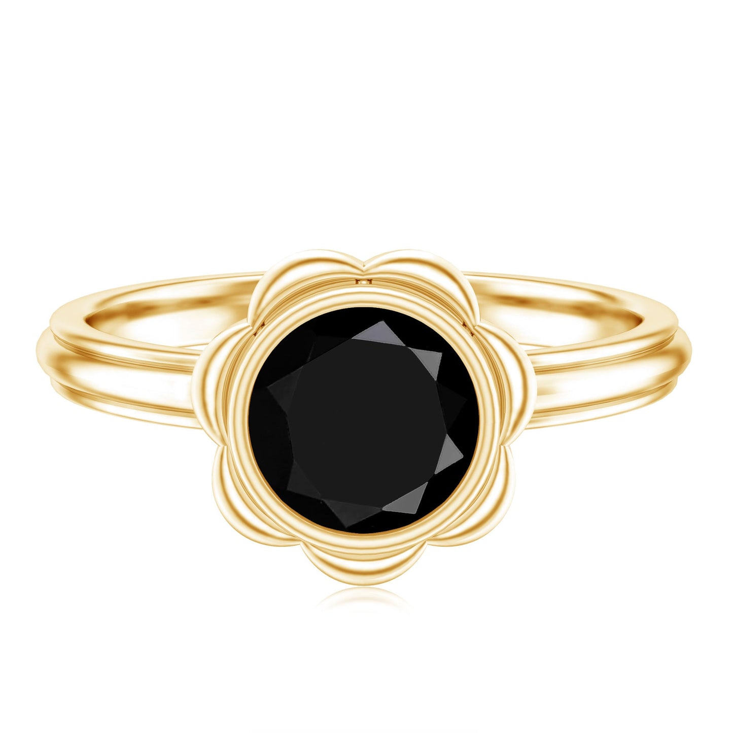 1.6 Carat Lab Grown Black Diamond Flower Engagement Ring