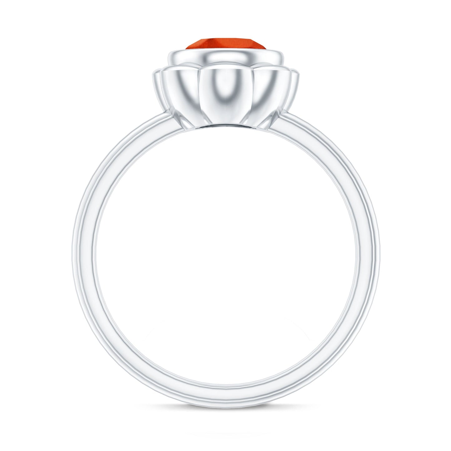 1.6 Carat Lab Grown Orange Sapphire Bezel Set Engagement Ring
