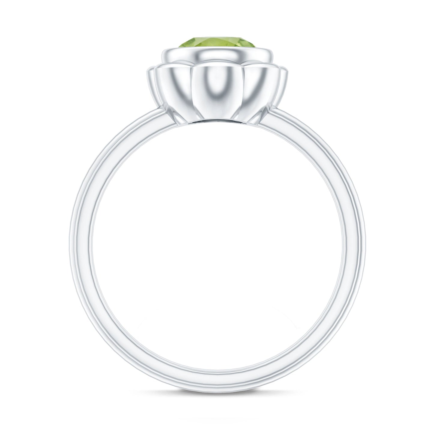 Bezel Set 1.2 Carat Peridot Engagement Ring for Women