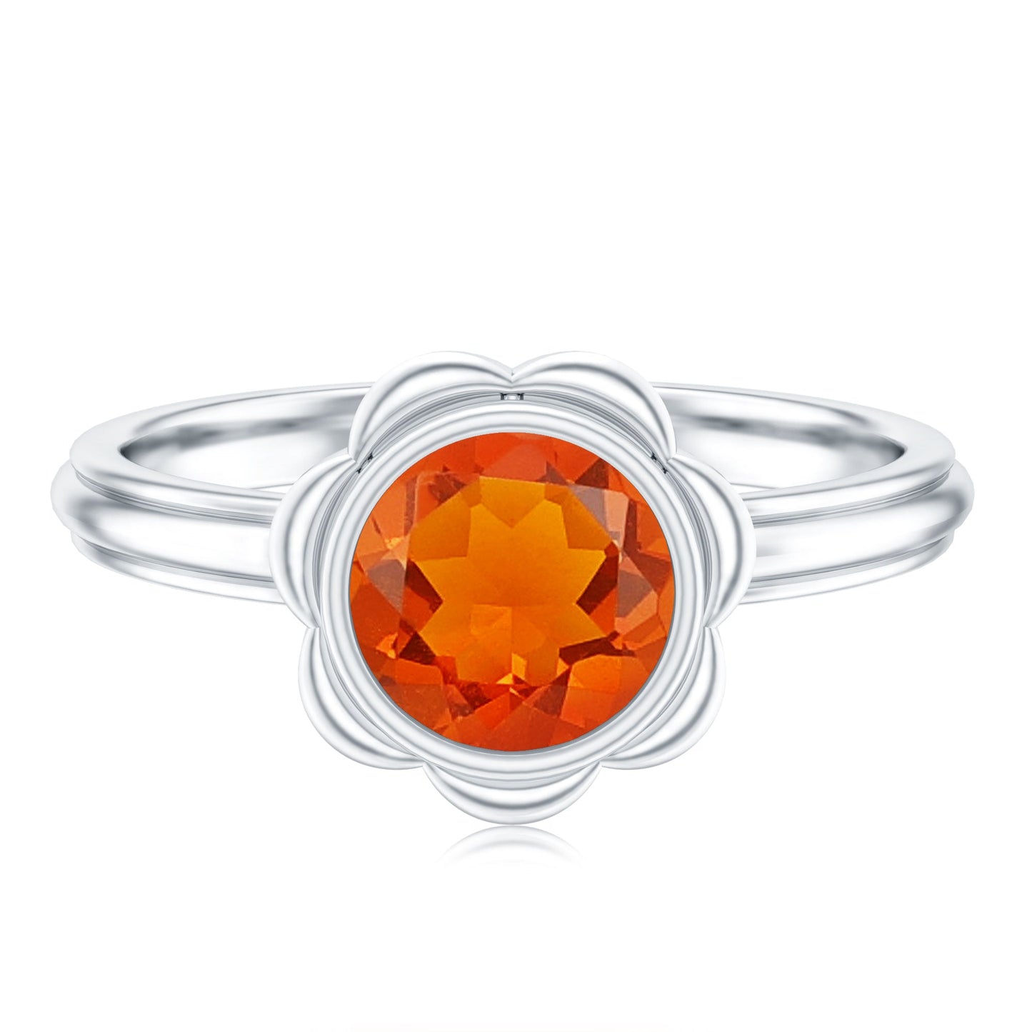 1.6 Carat Real Fire Opal Flower Engagement Ring