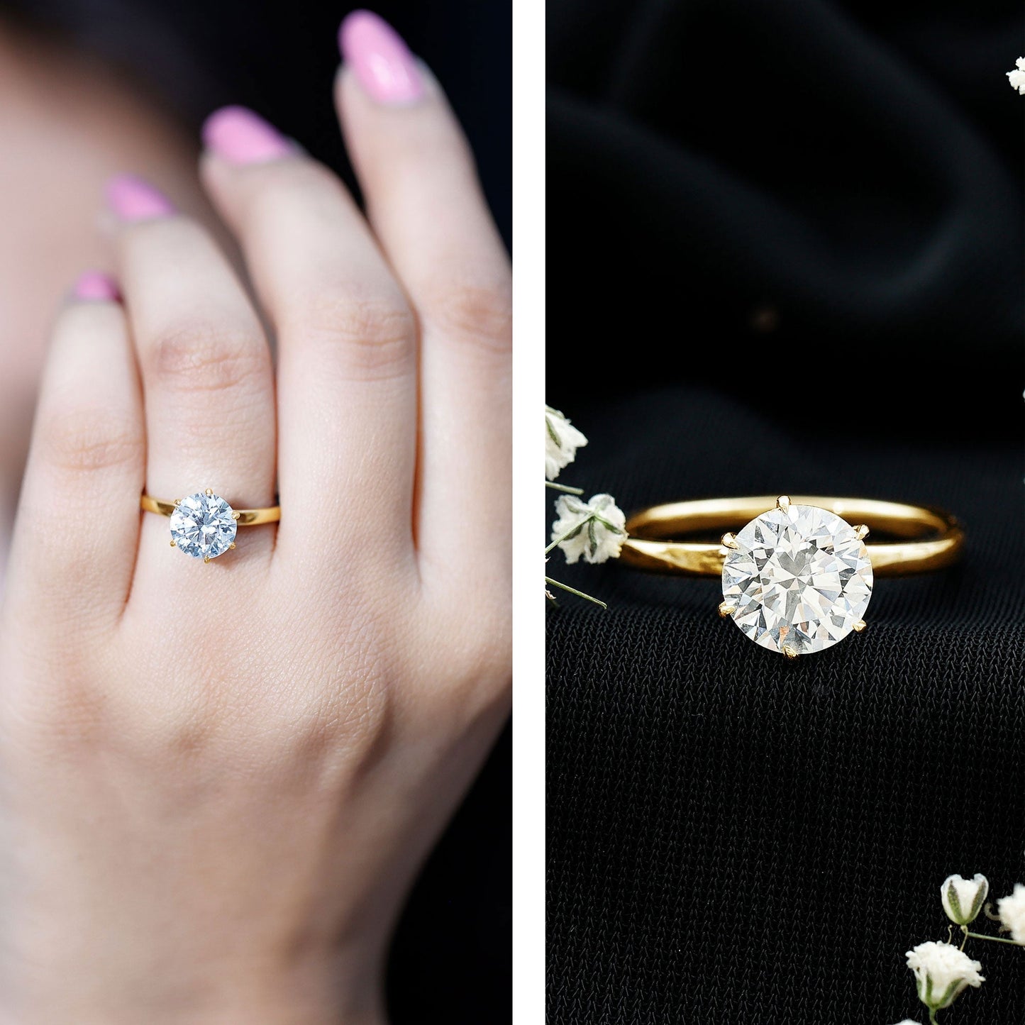 2 Carat Lab Grown Diamond Solitaire Engagement Ring with Hidden Halo