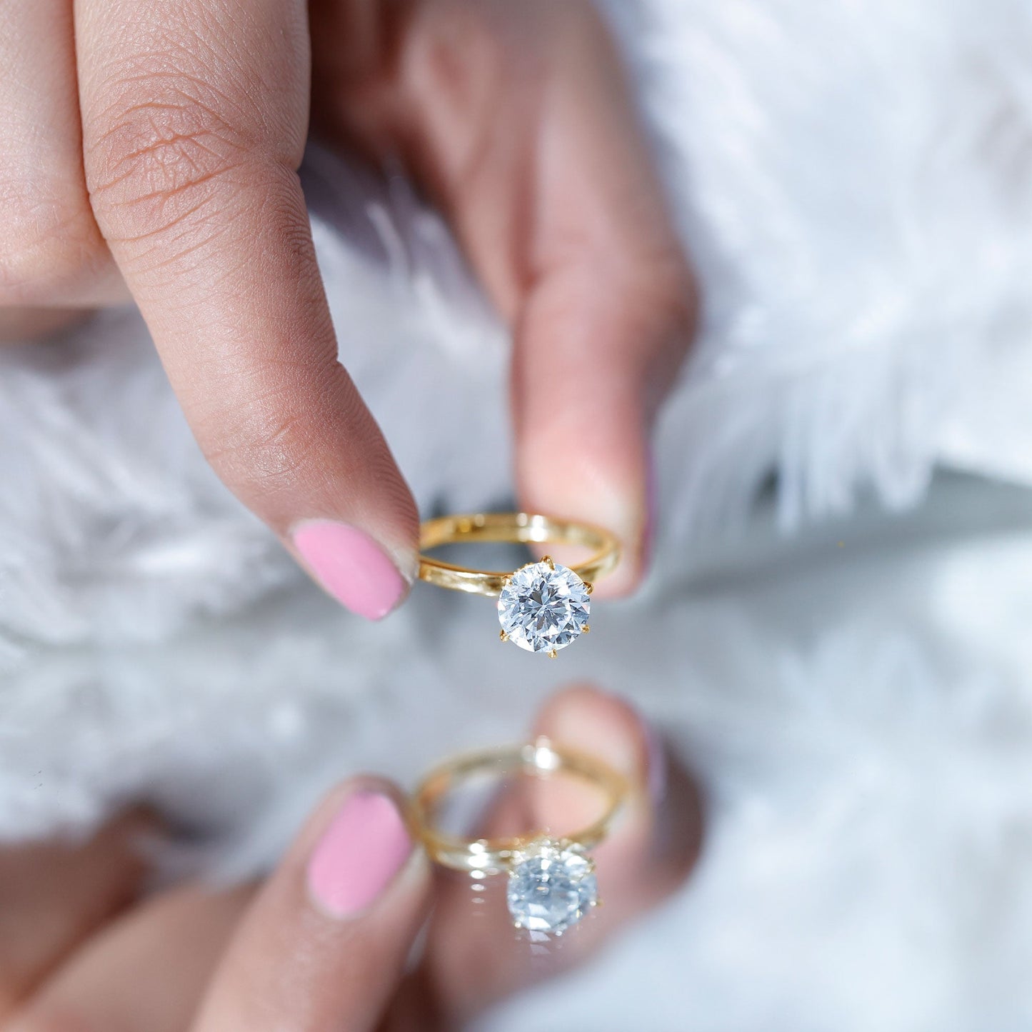 2 Carat Lab Grown Diamond Solitaire Engagement Ring with Hidden Halo