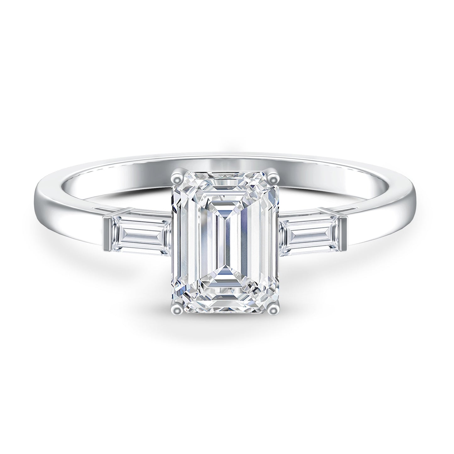1.8 Carat Lab Grown Diamond Emerald Cut Engagement Ring