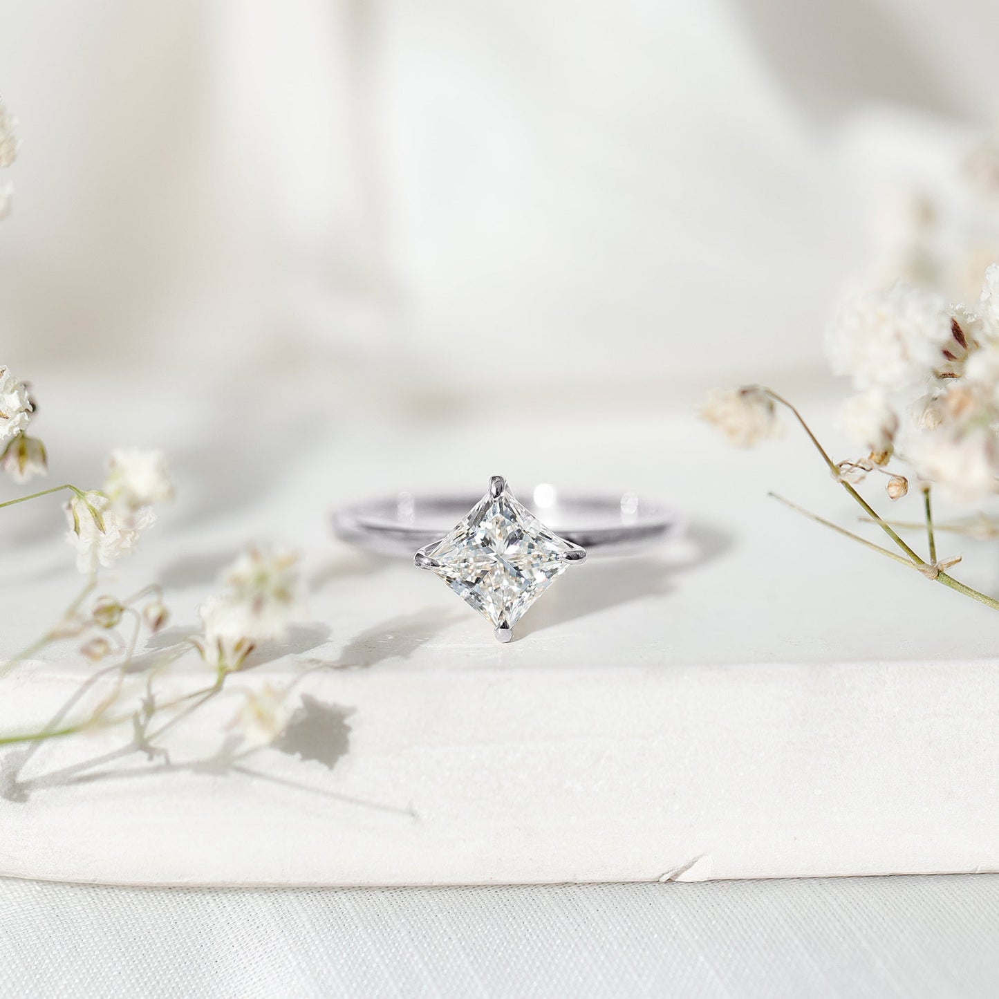 1.25 CT Princess Cut Lab Grown Diamond Solitaire Engagement Ring