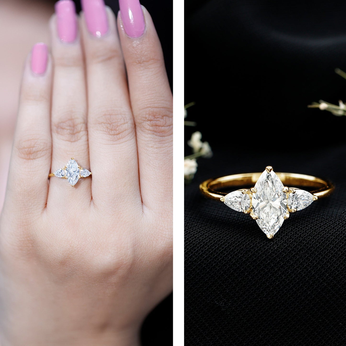 Certified Lab Grown Diamond Three Stone Engagement Ring for Women