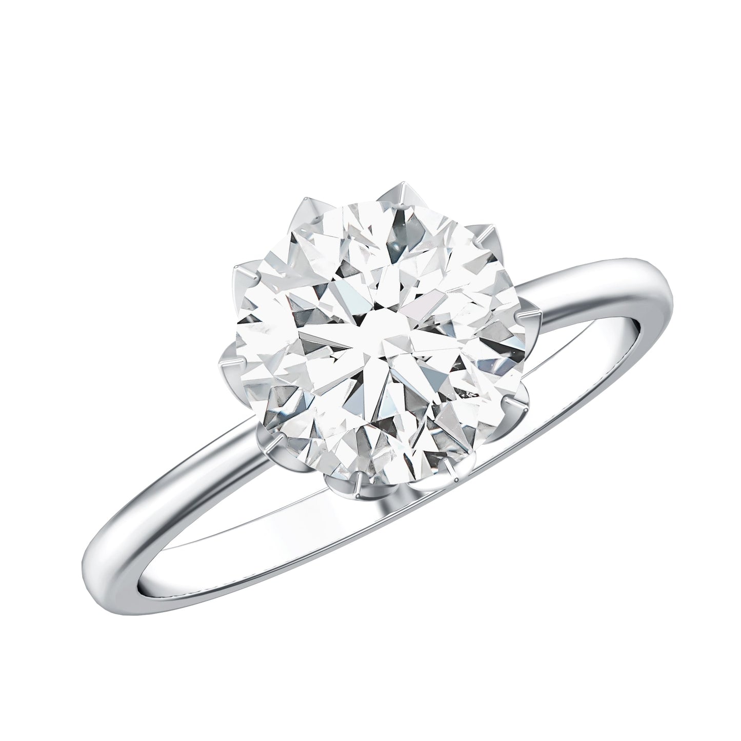 Lotus Basket Set Lab Grown Diamond 3 Carat Engagement Ring with IGI Certificate