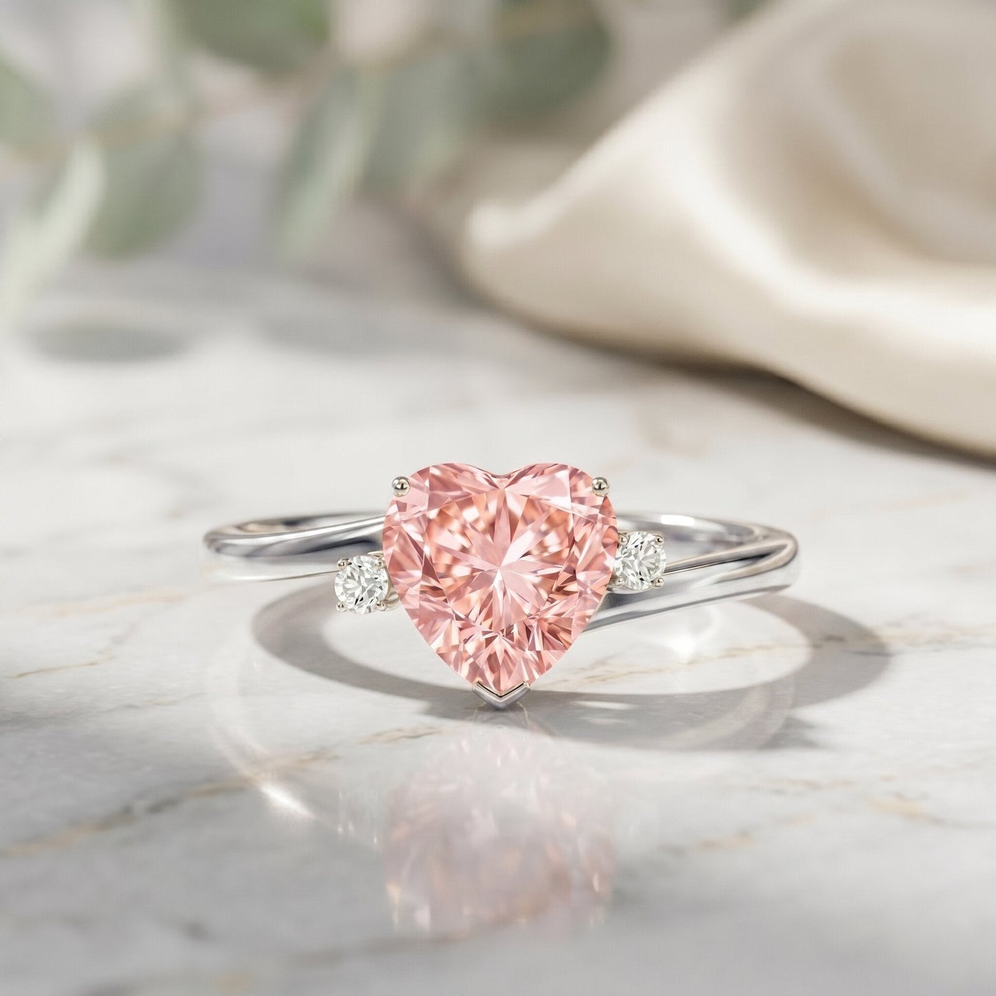 IGI Certified 1 CT Lab Grown Pink Diamond Heart Promise Ring