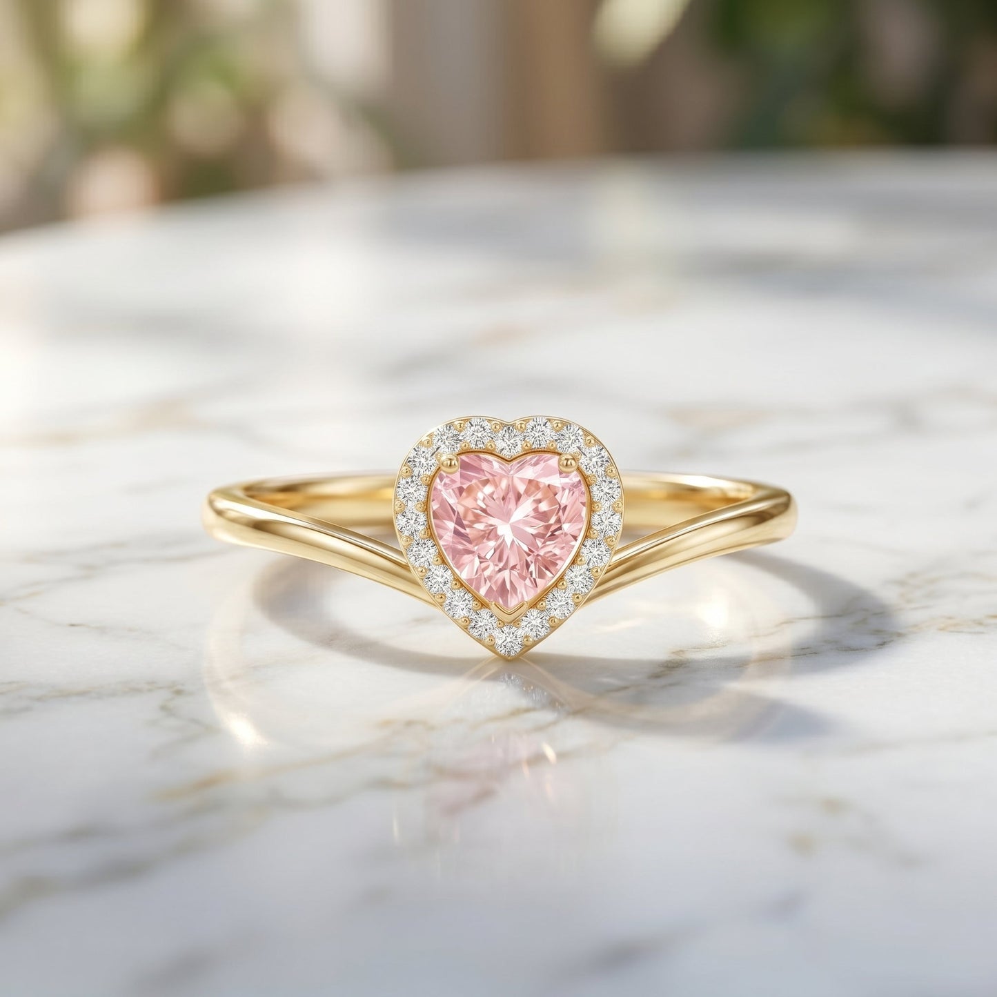 IGI Certified Lab Grown Pink Diamond Heart Promise Ring with Halo