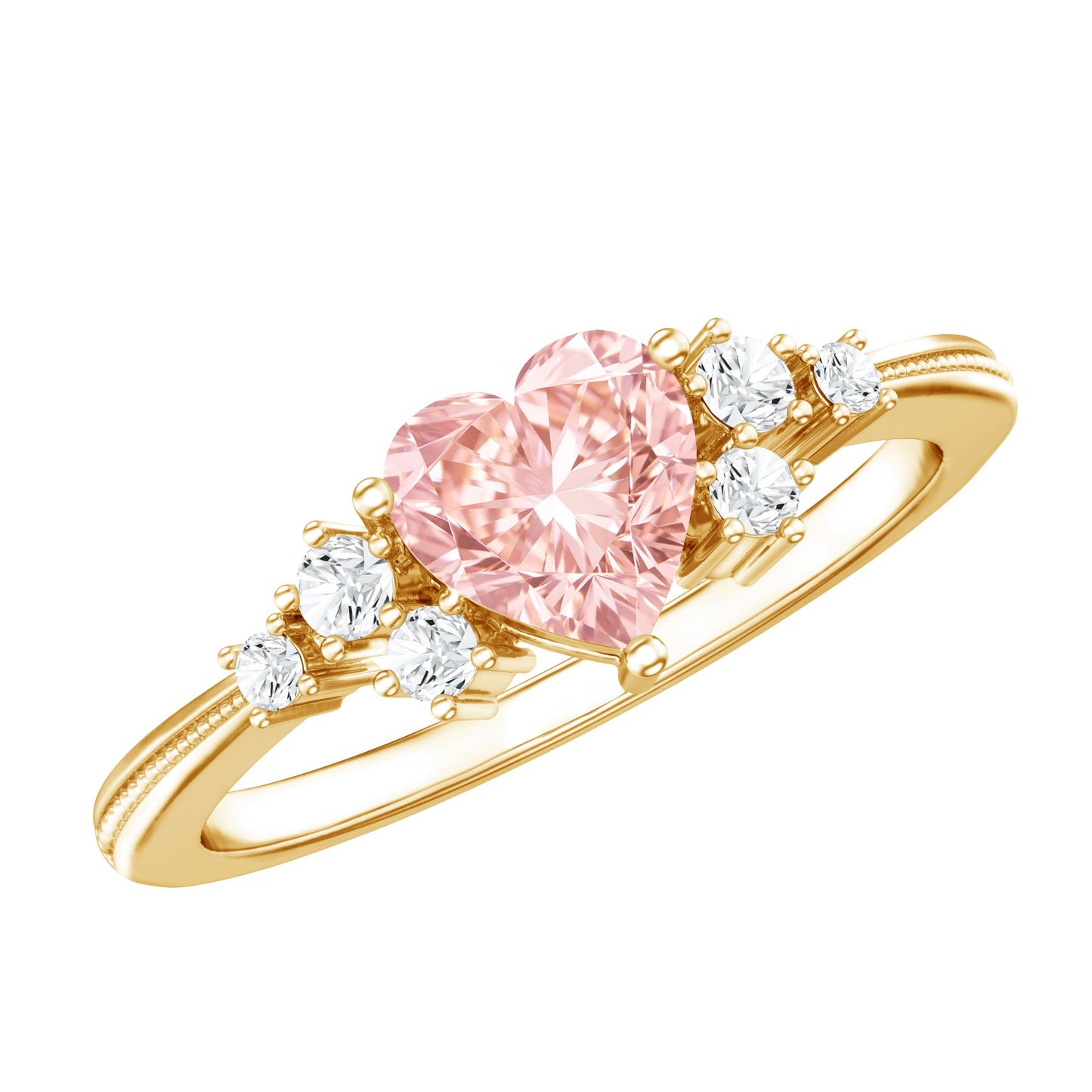 1 CT Lab Grown Pink and White Diamond Heart Engagement Ring IGI Certified