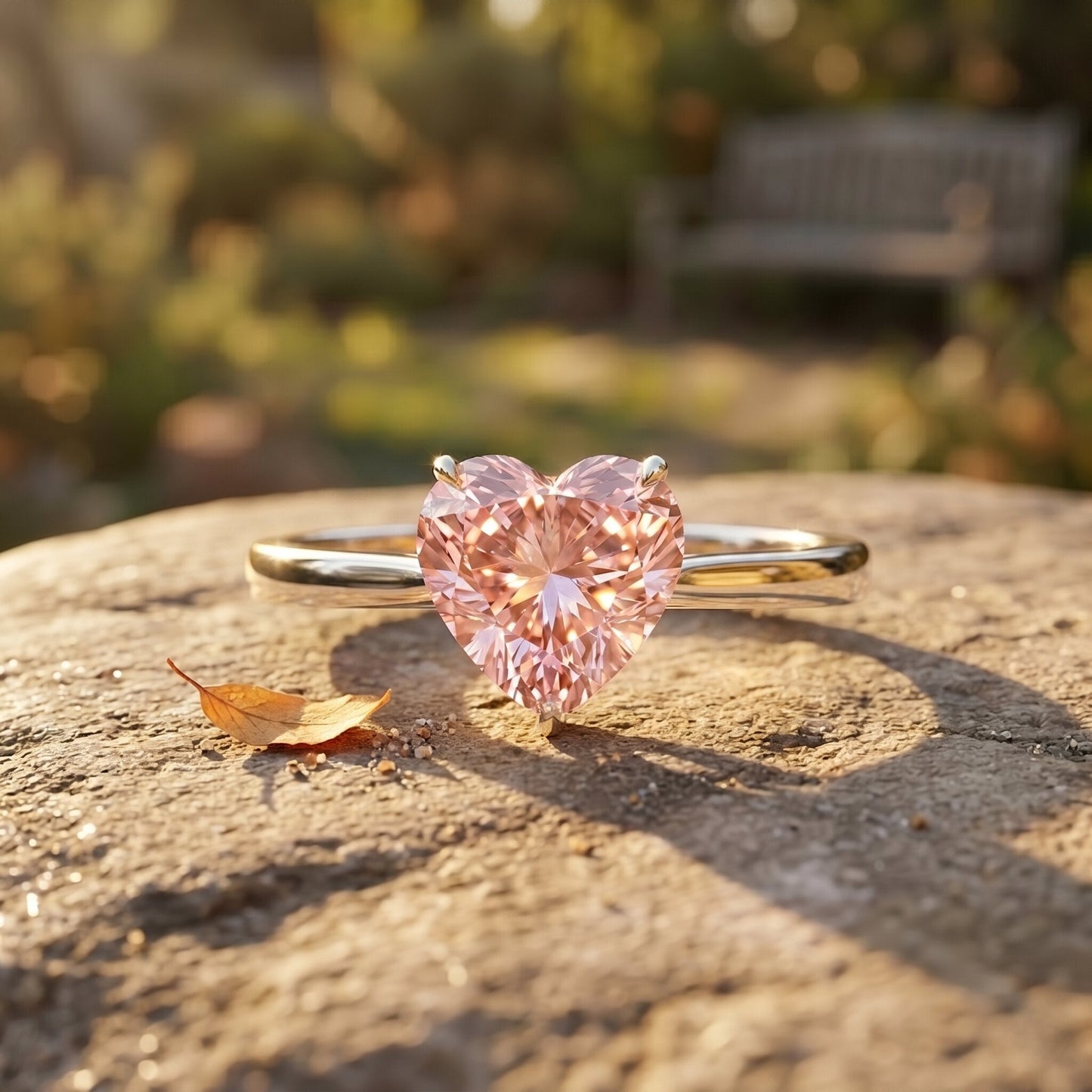 1 CT Lab Grown Pink Diamond Heart Promise Ring with IGI Certificate