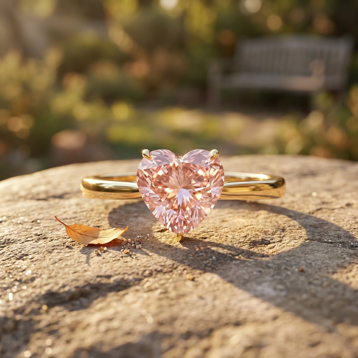 1 CT Lab Grown Pink Diamond Heart Promise Ring with IGI Certificate