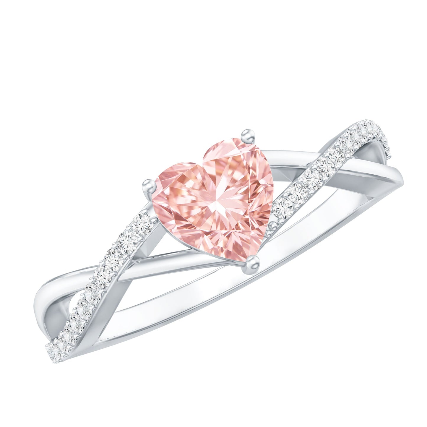 IGI Certified 1 CT Heart Shaped Lab Grown Pink Diamond Infinity Engagement Ring