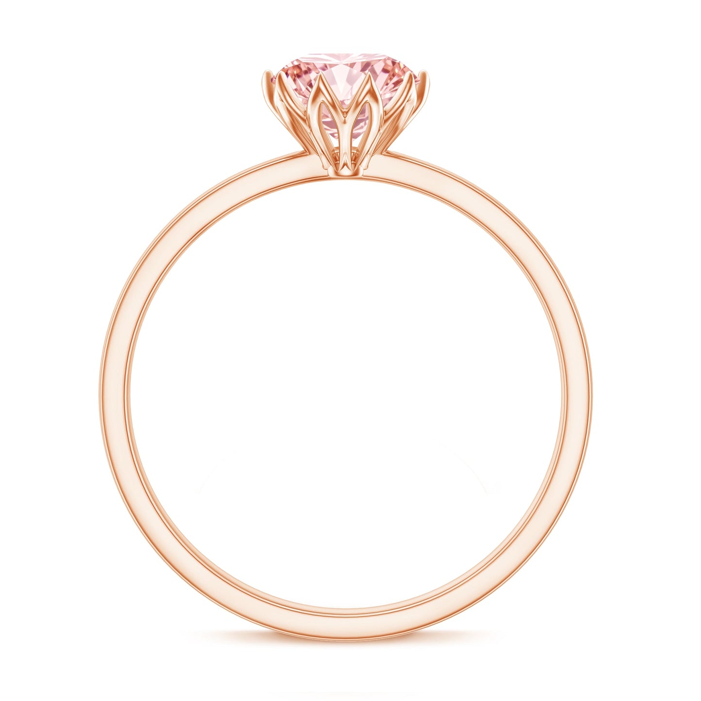 IGI Certified 1 CT Lab Grown Pink Diamond Solitaire Engagement Ring in Lotus Basket Setting