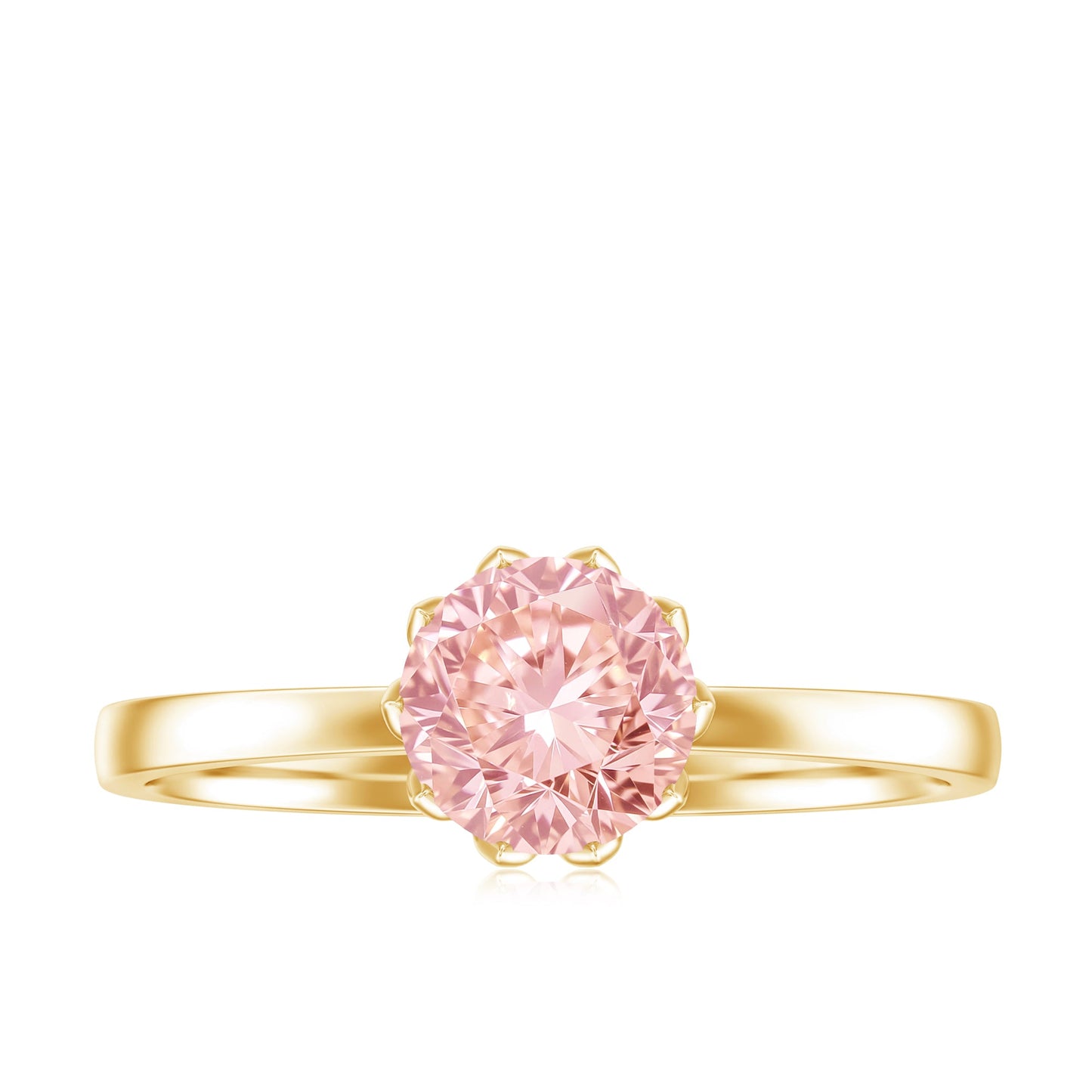 IGI Certified 1 CT Lab Grown Pink Diamond Solitaire Engagement Ring in Lotus Basket Setting