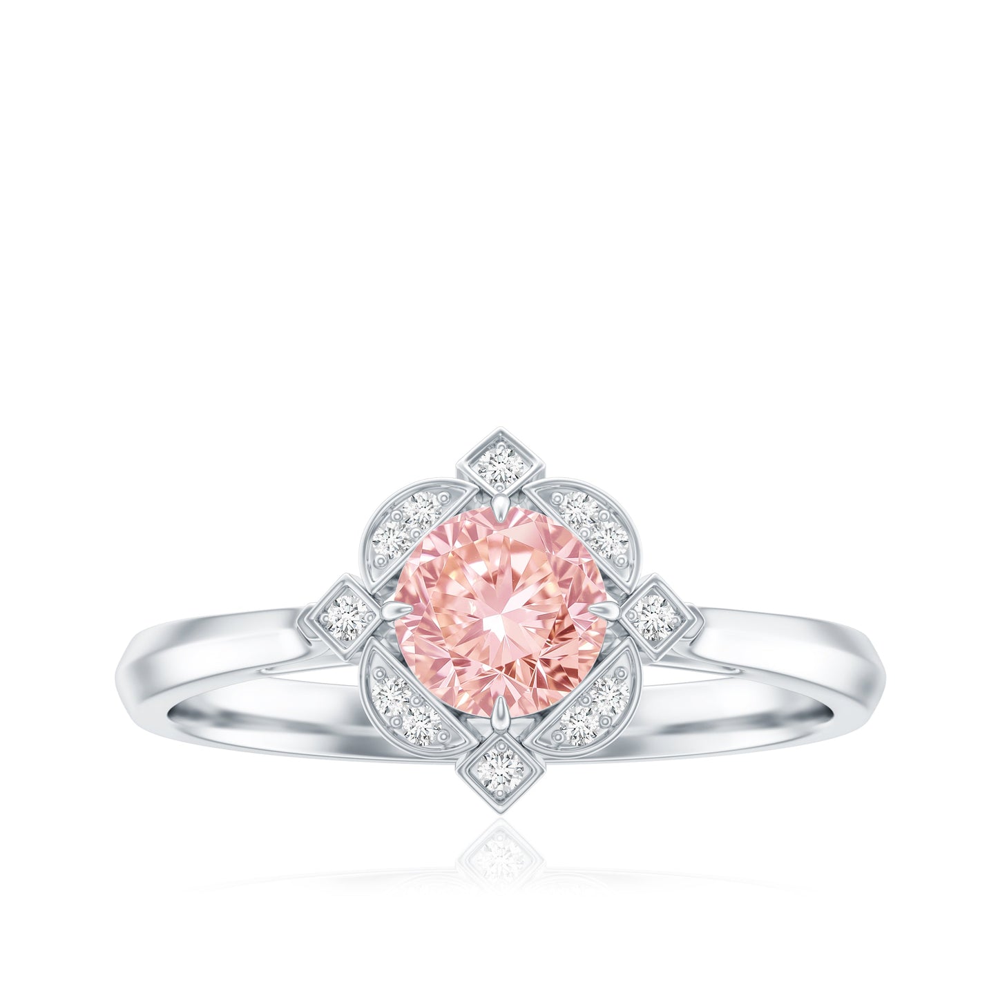 Vintage Inspired Lab Grown Pink Diamond Engagement Ring with IGI Certificate