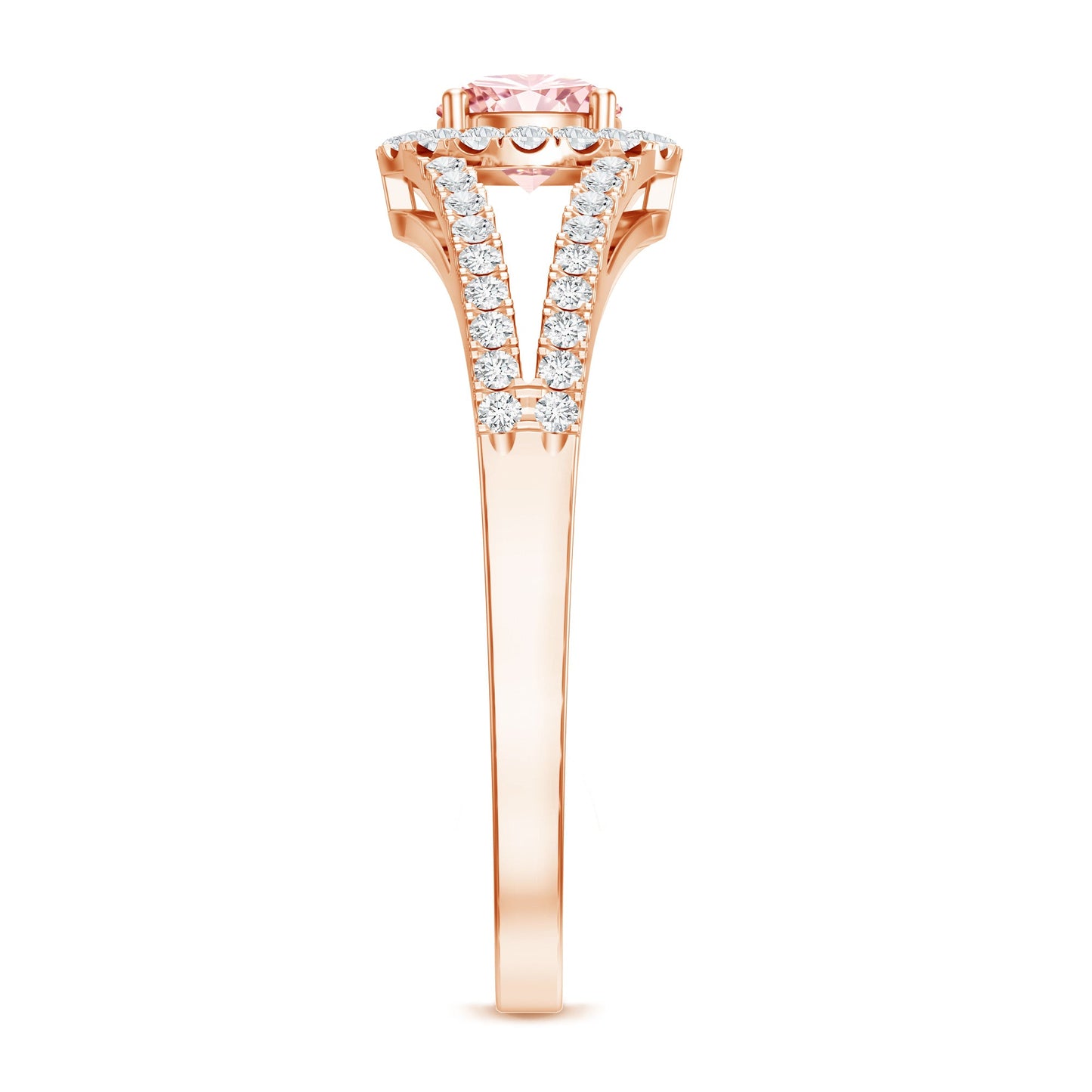 IGI Certified 1 CT Pink Lab Grown Diamond Halo Engagement Ring