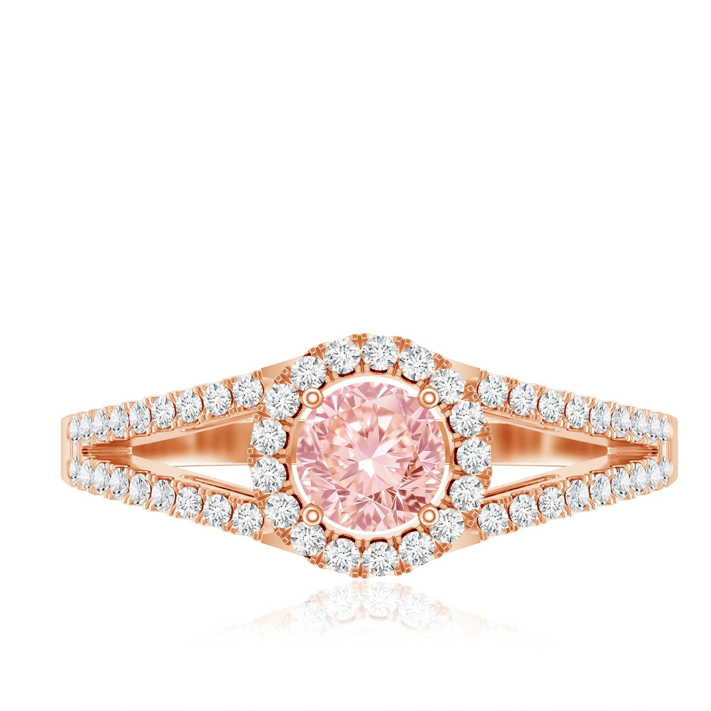 IGI Certified 1 CT Pink Lab Grown Diamond Halo Engagement Ring