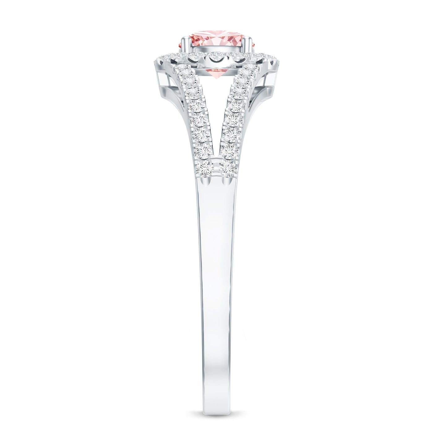 IGI Certified 1 CT Pink Lab Grown Diamond Halo Engagement Ring