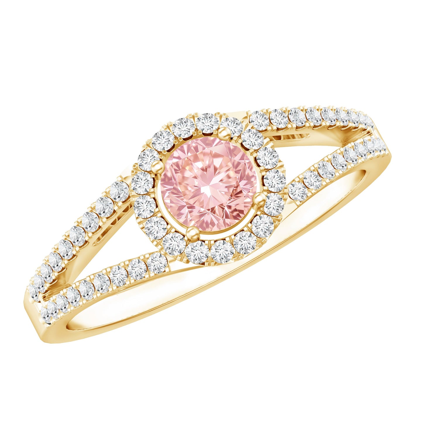 IGI Certified 1 CT Pink Lab Grown Diamond Halo Engagement Ring