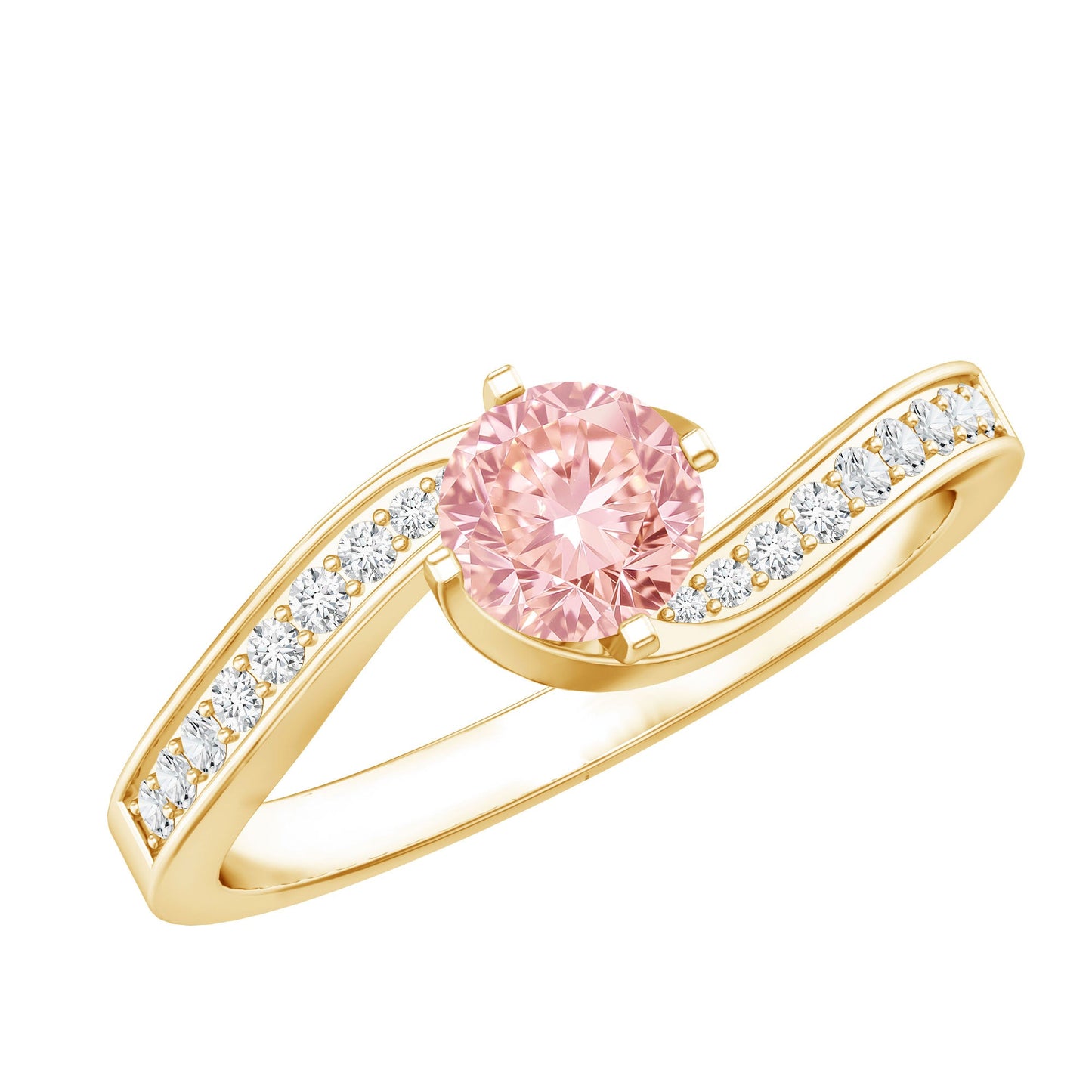 Lab Grown Pink Diamond Bypass Engagement Ring with IGI Certificate