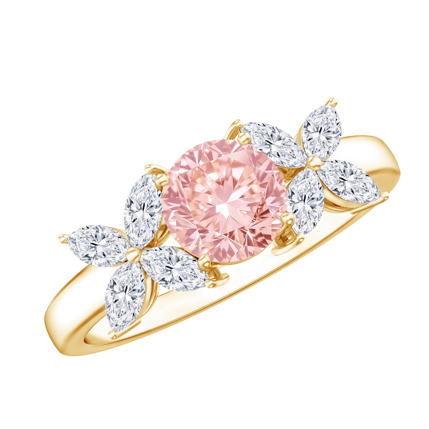 IGI Certified Lab Grown Pink White Diamond Flower Engagement Ring