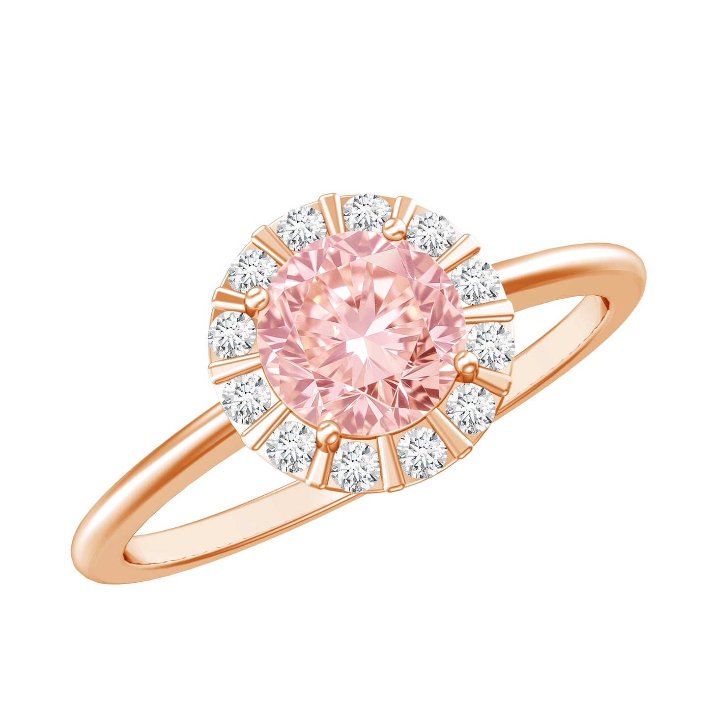 Fancy Intense Pink Lab Grown Diamond Halo Engagement Ring with IGI Certificate