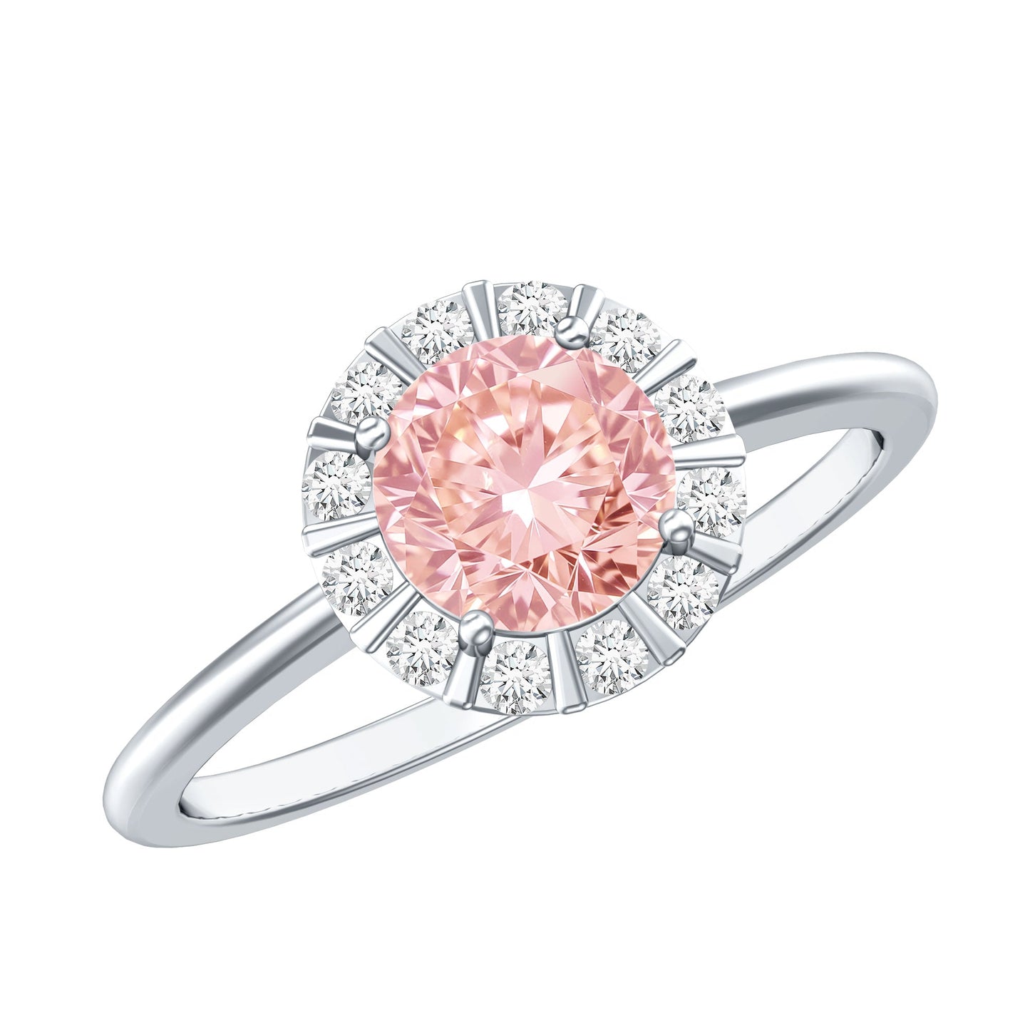 Fancy Intense Pink Lab Grown Diamond Halo Engagement Ring with IGI Certificate