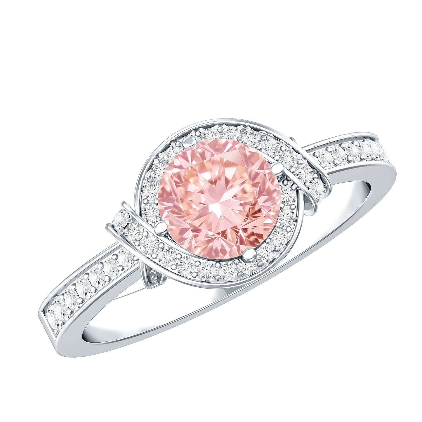 IGI Certified Lab Grown Pink Diamond Halo Engagement Ring for Women