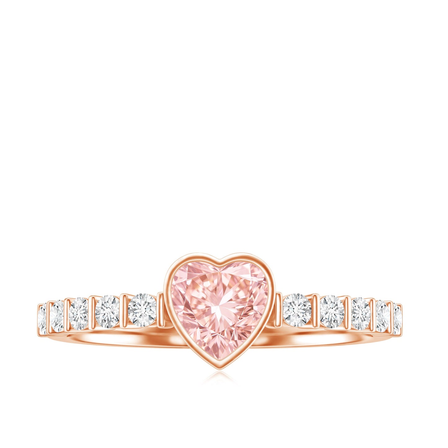 IGI Certified 1 CT Lab Grown Pink Diamond Heart Engagement Ring with Side Stones
