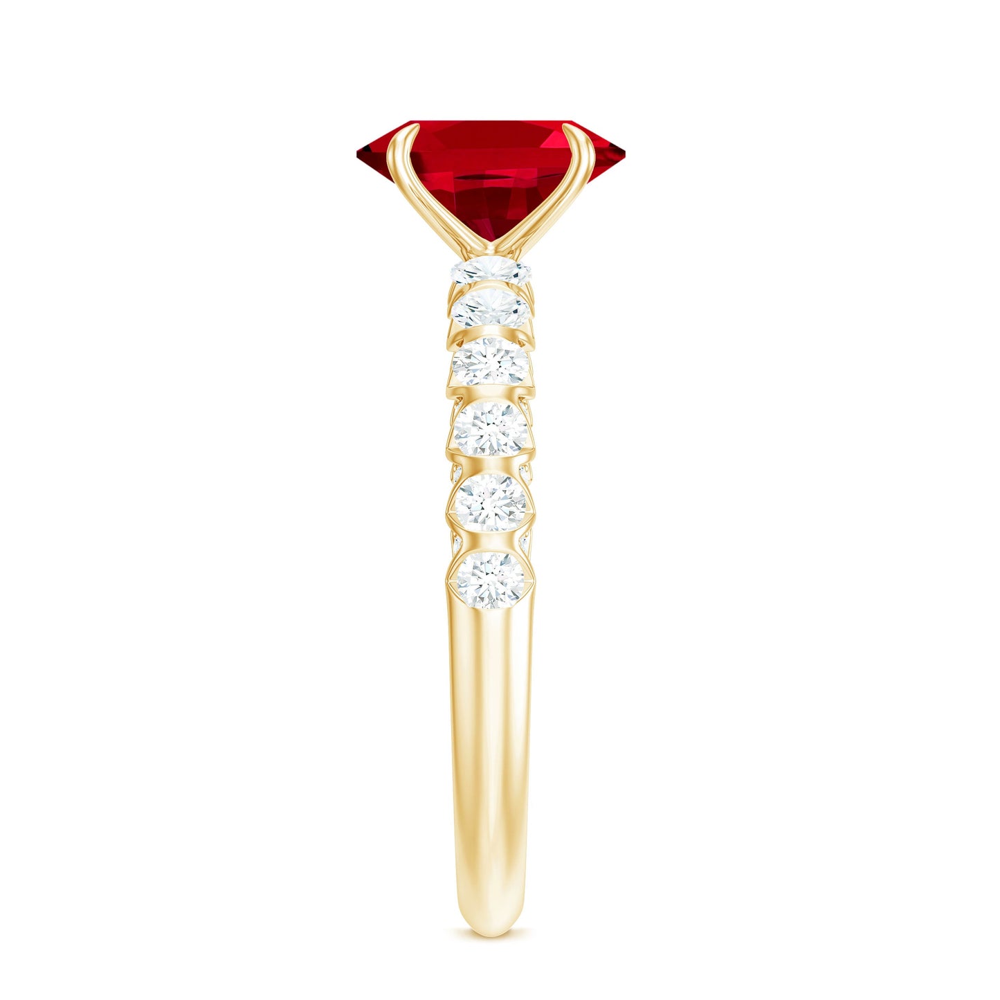 Certified 1.5 Carat Lab Grown Ruby Oval Engagement Ring with Diamond