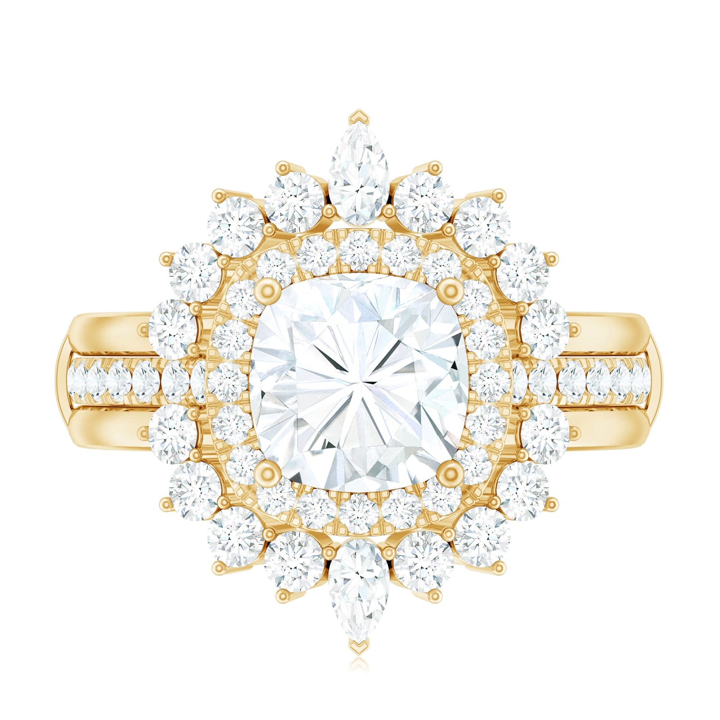 Cushion Cut Moissanite Vintage Inspired Wedding Ring Set