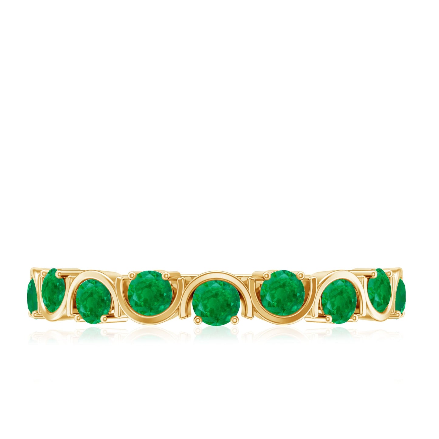 Natural Green Emerald Half Eternity Stackable Ring