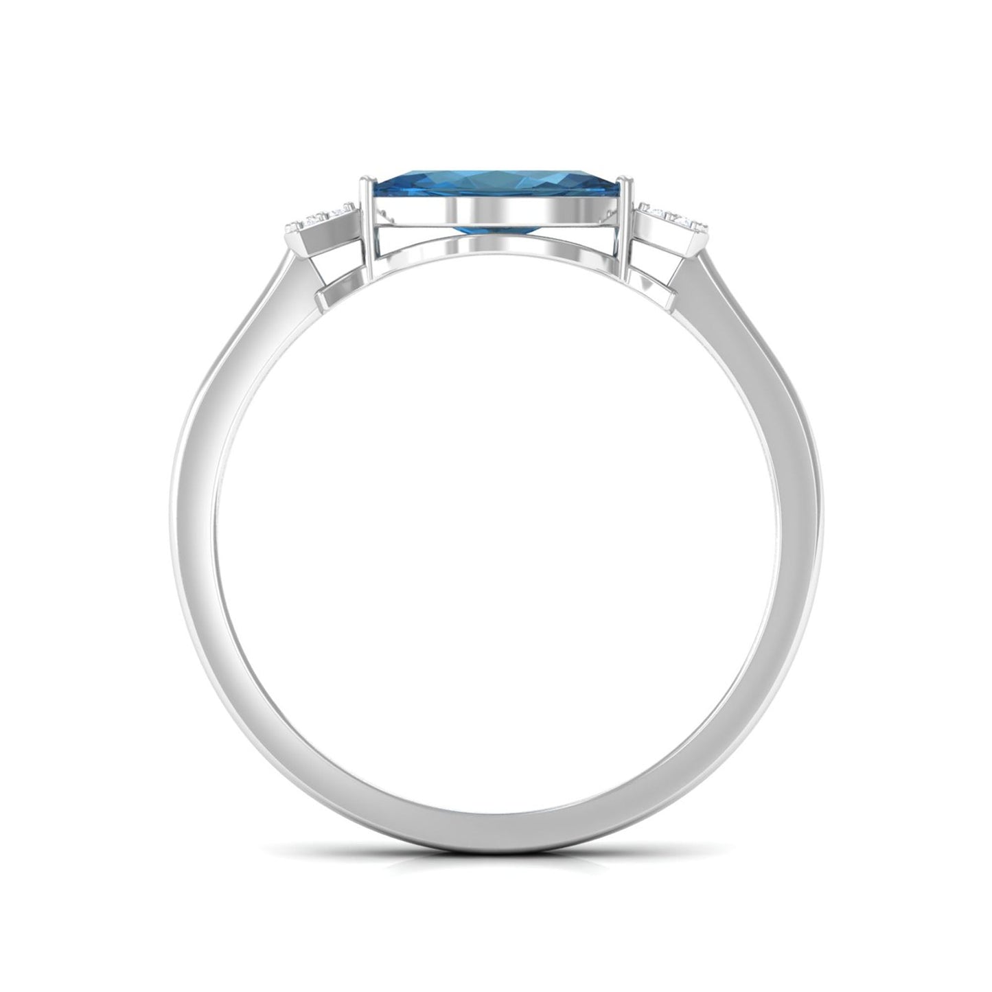 0.7 Carat Marquise cut London Blue Topaz East West Promise Ring with Diamond