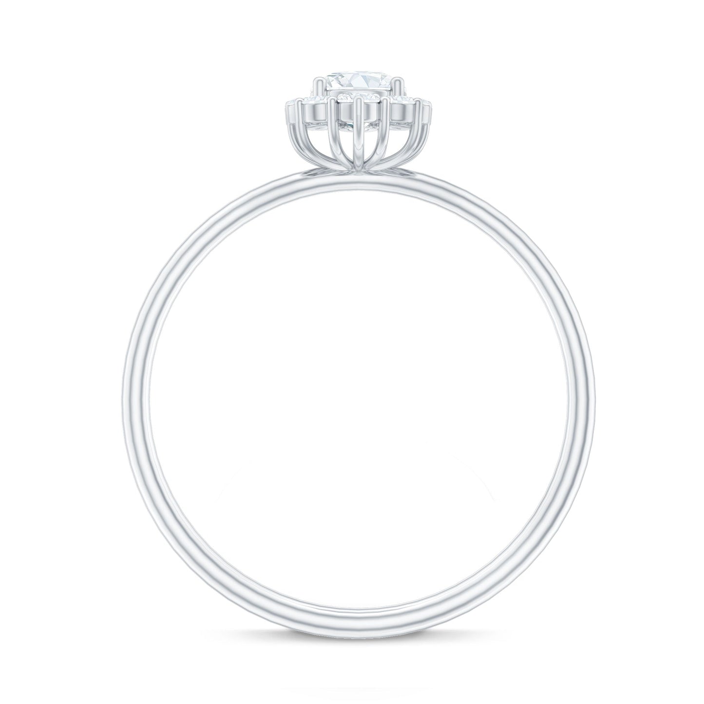 Minimal Real Diamond Engagement Ring with Halo
