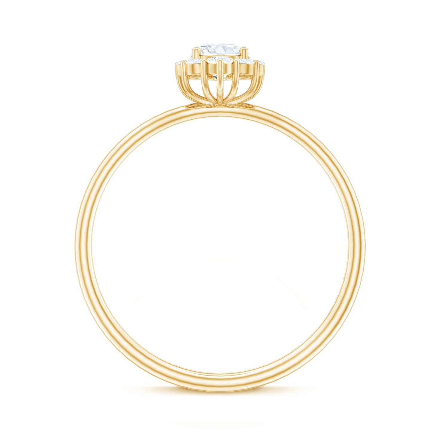 Minimal Real Diamond Engagement Ring with Halo