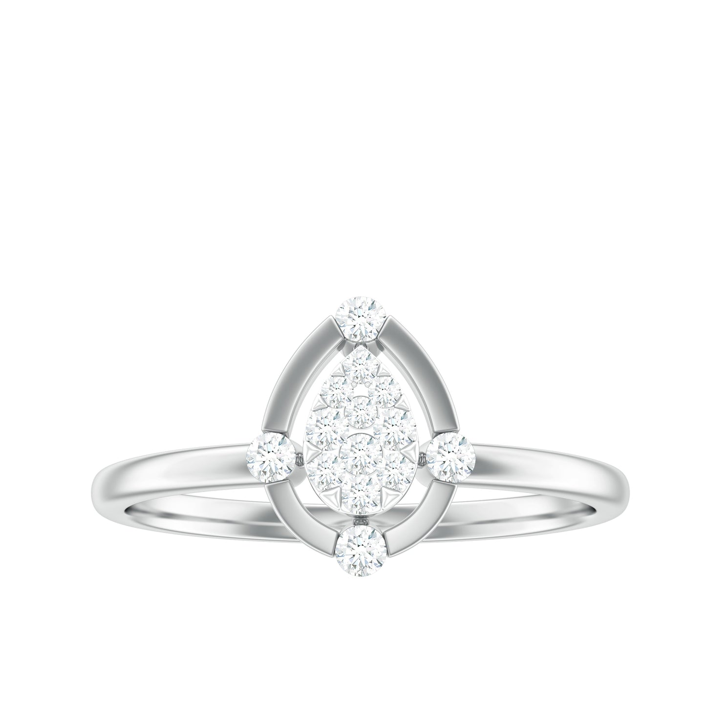 Natural Pear Shaped Diamond Cluster Engagement Ring