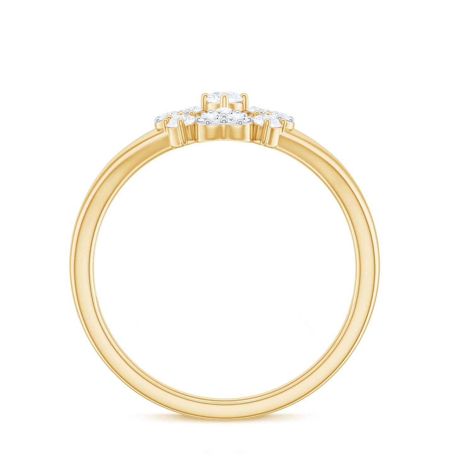 Natural Diamond Flower Engagement Ring in Illusion Set