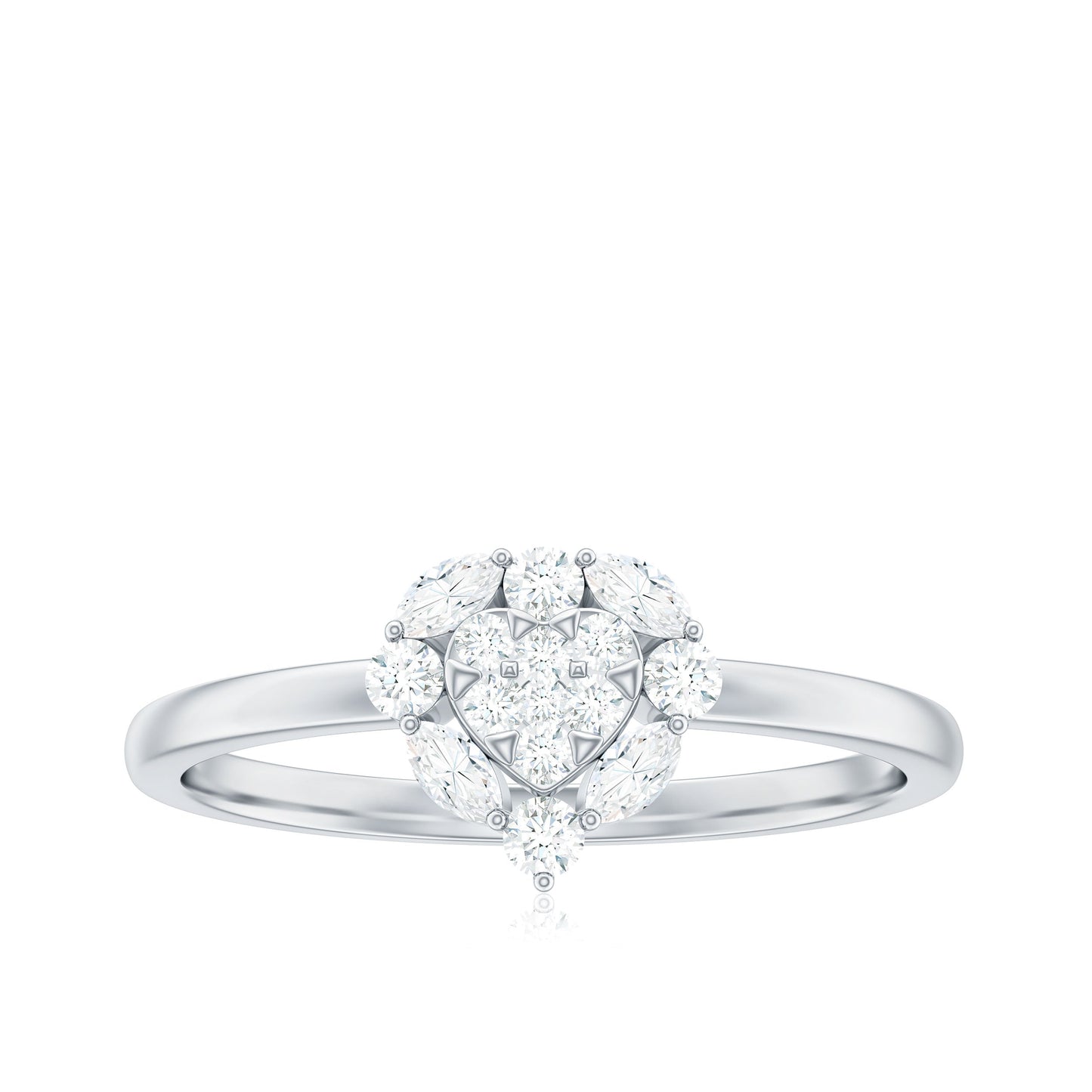 Minimal Diamond Heart Promise Ring for Valentines Day