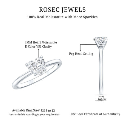 1.5 CT Heart Shape Certified Moissanite Engagement Ring