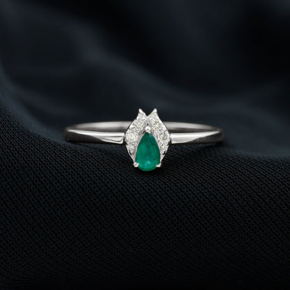 Womens Emerald and Diamond Promise Ring for Her