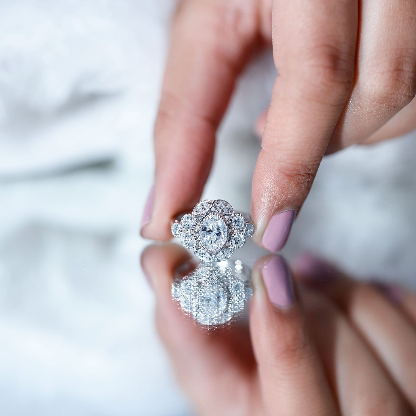 Certified Lab Grown Diamond Oval Engagement Ring