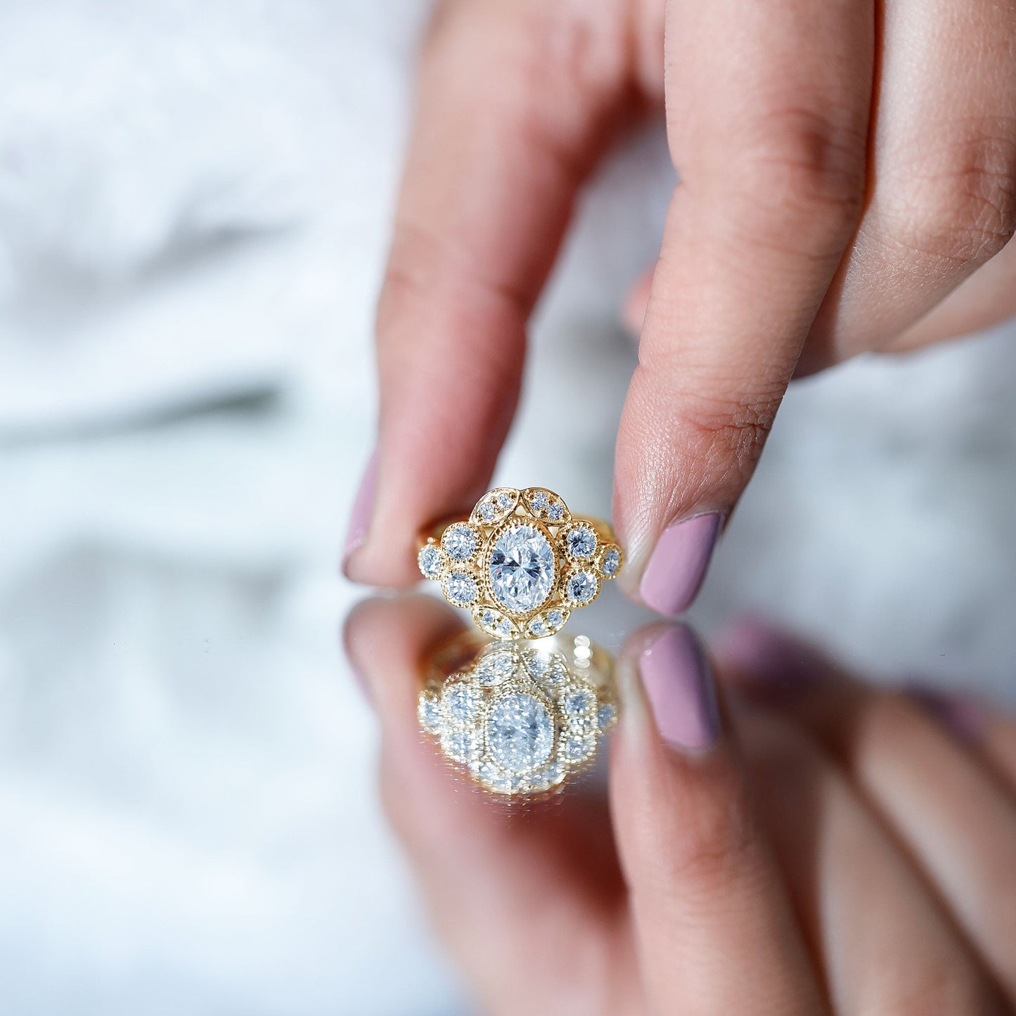 Certified Lab Grown Diamond Oval Engagement Ring